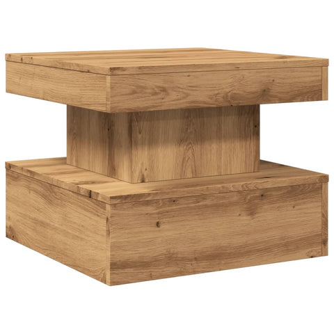 vidaXL Coffee Table with LED Lights Artisian Oak 50x50x40 cm