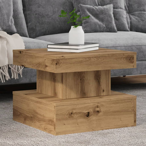 vidaXL Coffee Table with LED Lights Artisian Oak 50x50x40 cm