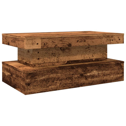 vidaXL Coffee Table with LED Lights Old Wood 90x50x40 cm