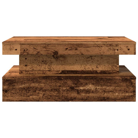 vidaXL Coffee Table with LED Lights Old Wood 90x50x40 cm