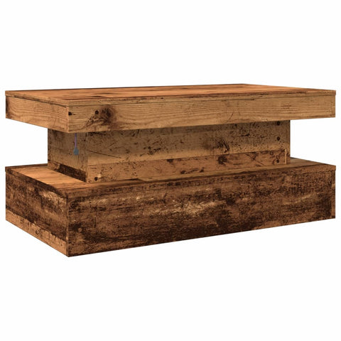 vidaXL Coffee Table with LED Lights Old Wood 90x50x40 cm