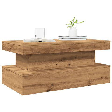vidaXL Coffee Table with LED Lights Artisian Oak 90x50x40 cm