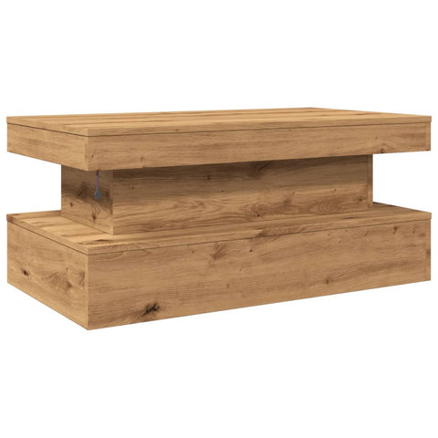 vidaXL Coffee Table with LED Lights Artisian Oak 90x50x40 cm
