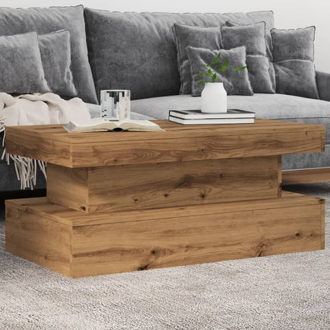 vidaXL Coffee Table with LED Lights Artisian Oak 90x50x40 cm