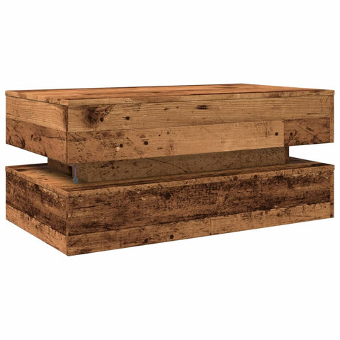 vidaXL Coffee Table with LED Lights Old Wood 90x50x40 cm
