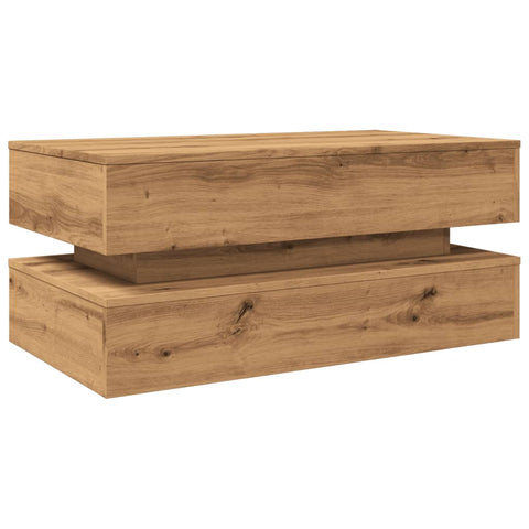 vidaXL Coffee Table with LED Lights Artisian Oak 90x50x40 cm