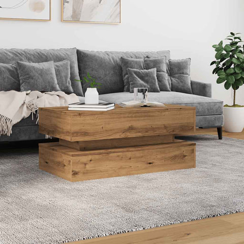 vidaXL Coffee Table with LED Lights Artisian Oak 90x50x40 cm