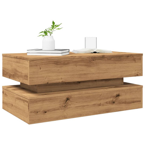 vidaXL Coffee Table with LED Lights Artisian Oak 90x50x40 cm
