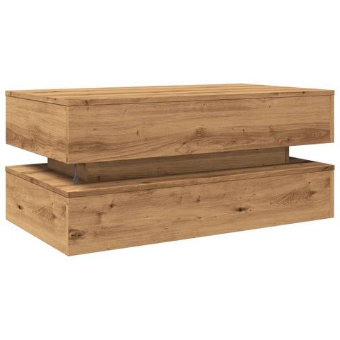 vidaXL Coffee Table with LED Lights Artisian Oak 90x50x40 cm