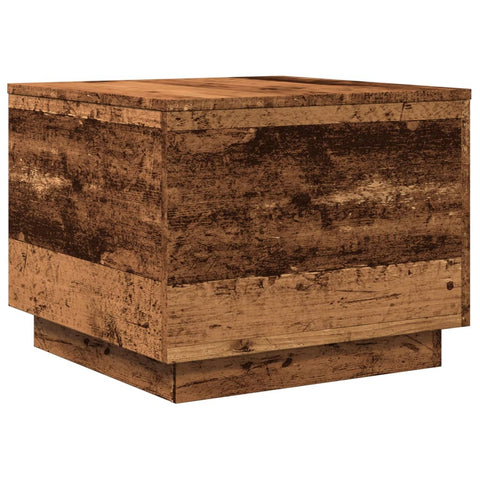 vidaXL Coffee Table with LED Lights Old Wood 50x50x40 cm