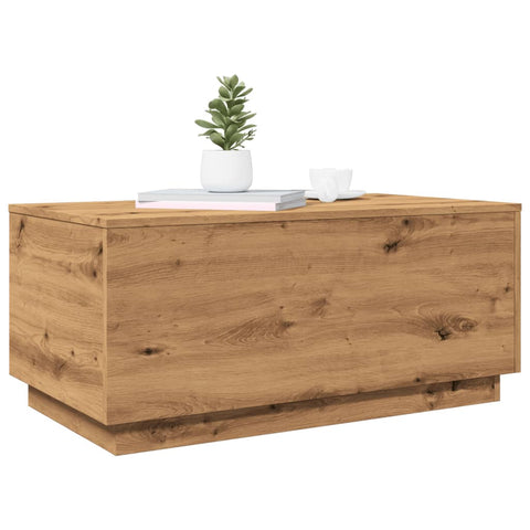 vidaXL Coffee Table with LED Lights Artisan Oak 90x50x40 cm