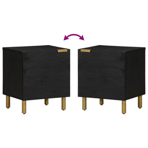 vidaXL Bedside Cabinet Black 40x33x46 cm Solid Wood Mango