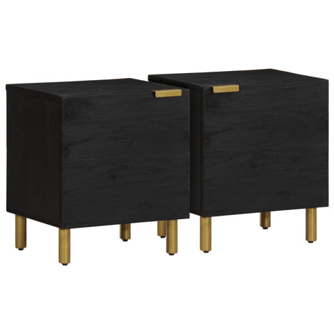 vidaXL Bedside Cabinet 2 pcs Black 40x33x46 cm Solid Wood Mango