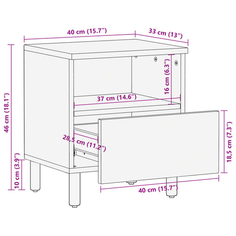 vidaXL Bedside Cabinet Black 40x33x46 cm Engineered Wood