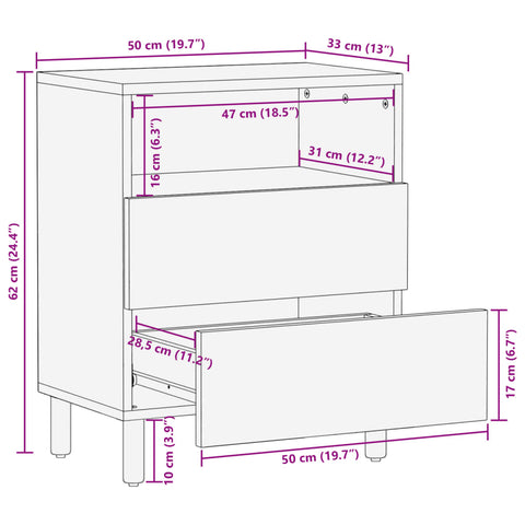 vidaXL Bedside Cabinet Black 50x33x62 cm Engineered Wood