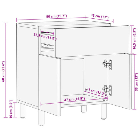 vidaXL Bedside Cabinet Black 50x33x60 cm Engineered Wood