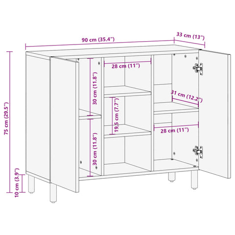 vidaXL Sideboard Black 90x33x75 cm Engineered Wood