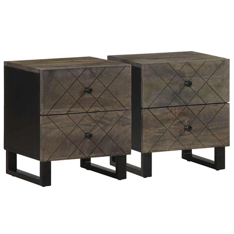 vidaXL Bedside Cabinets 2 pcs Black 40x33x46 cm Solid Wood Mango