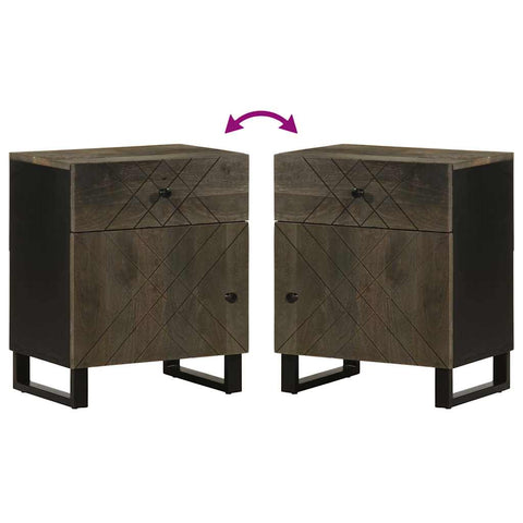 vidaXL Bedside Cabinet Black 50x33x60 cm Solid Wood Mango