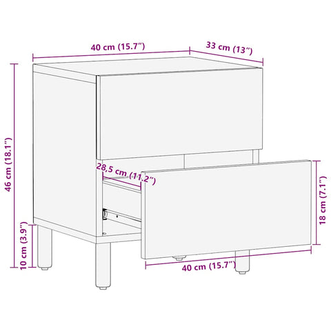 vidaXL Bedside Cabinet 40x33x46 cm Solid Wood Acacia