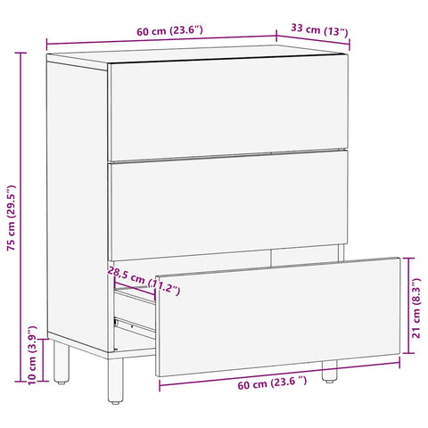 vidaXL Sideboard 60x33x75 cm Solid Wood Acacia
