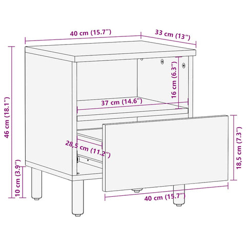 vidaXL Bedside Cabinet 40x33x46 cm Solid Wood Acacia