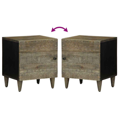 vidaXL Bedside Cabinet Light Grey 40x33x46 cm Solid Wood Mango