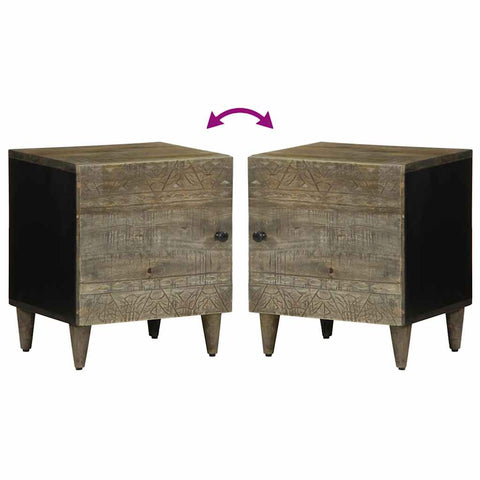 vidaXL Bedside Cabinets 2 pcs Light Grey 40x33x46 cm Solid Wood Mango