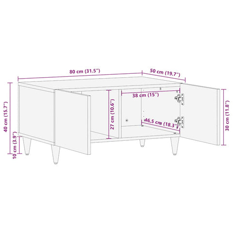 vidaXL Coffee Table Light Grey 80x50x40 cm Solid Wood Mango