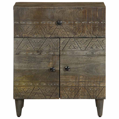 vidaXL Bedside Cabinet Light Grey 50x33x60 cm Solid Wood Mango