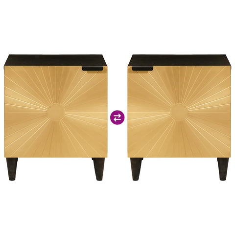 vidaXL Bedside Table Black and Gold 40 x 33.5 x 46 cm
