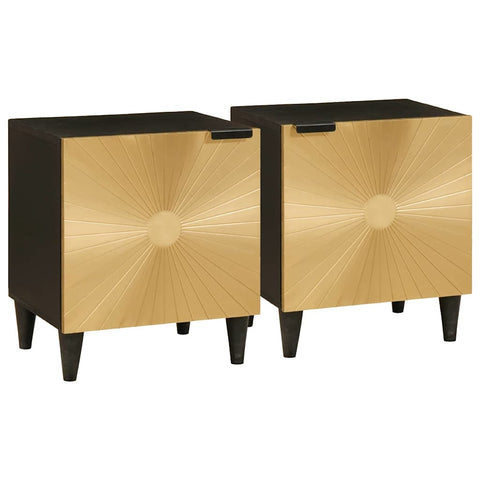 vidaXL Bedside Table 2 pcs Black and Gold 40 x 33.5 x 46 cm