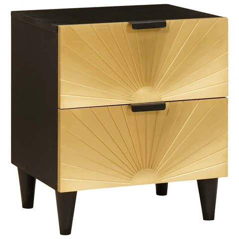 vidaXL Bedside Table Black and Gold 40 x 33.5 x 46 cm Solid mango wood