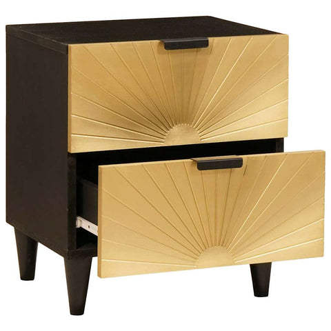 vidaXL Bedside Table Black and Gold 40 x 33.5 x 46 cm Solid mango wood