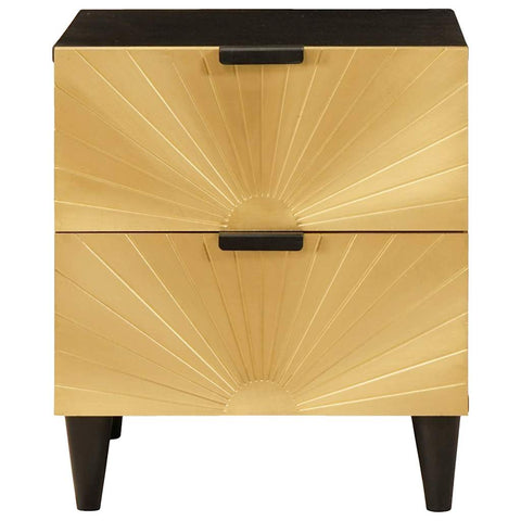 vidaXL Bedside Table Black and Gold 40 x 33.5 x 46 cm Solid mango wood