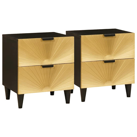 vidaXL Bedside Table 2 pcs Black and Gold 40 x 33.5 x 46 cm