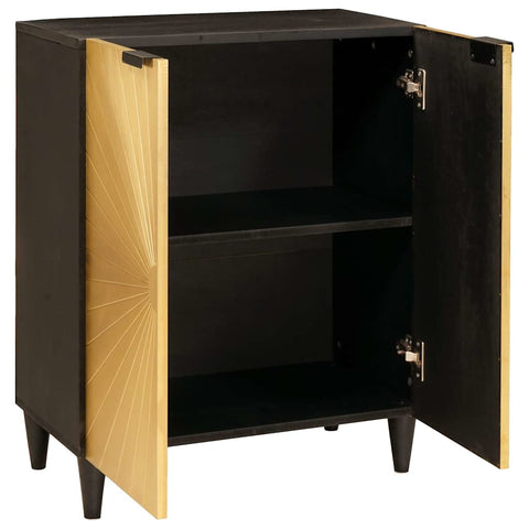 vidaXL Sideboard Black and Gold 60 x 33 x 75 cm Solid mango wood
