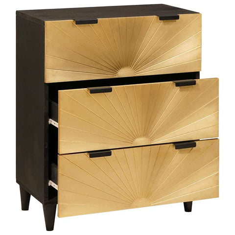 vidaXL Sideboard Black and Gold 60 x 33 x 75 cm Solid mango wood