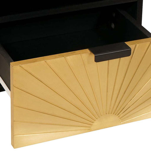 vidaXL Bedside Table with Drawer 2 pcs Black and Gold 40 x 33 x 46 cm