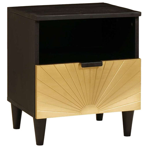vidaXL Bedside Table with Drawer 2 pcs Black and Gold 40 x 33 x 46 cm