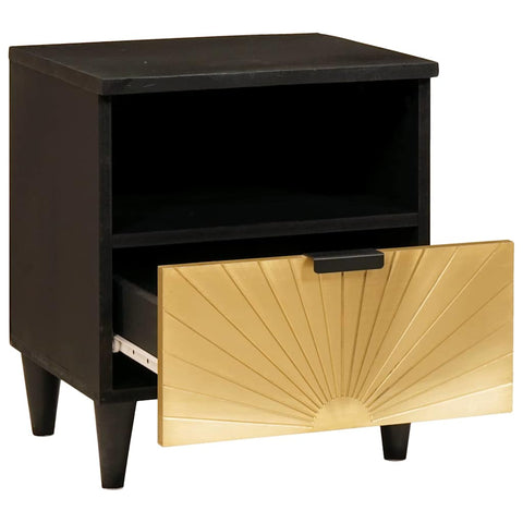 vidaXL Bedside Table with Drawer 2 pcs Black and Gold 40 x 33 x 46 cm
