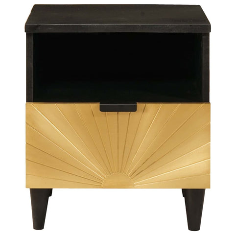 vidaXL Bedside Table with Drawer 2 pcs Black and Gold 40 x 33 x 46 cm
