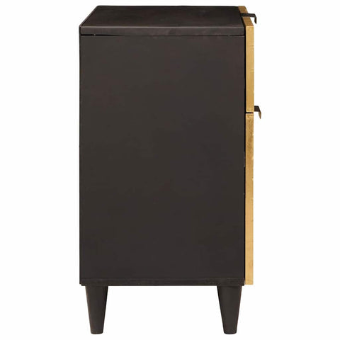 vidaXL Bedside Table Black and Gold 50 x 33 x 60 cm Solid mango wood