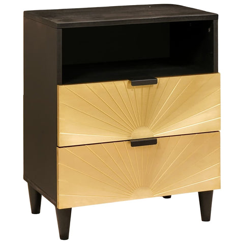 vidaXL Bedside Table Black and Gold 50 x 33 x 60 cm Solid mango wood