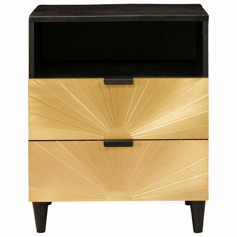 vidaXL Bedside Table Black and Gold 50 x 33 x 60 cm Solid mango wood
