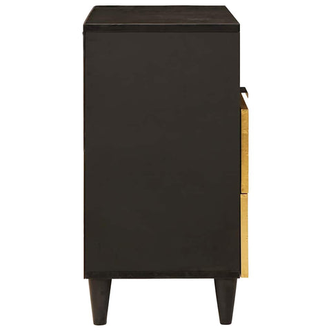 vidaXL Bedside Table Black and Gold 50 x 33 x 60 cm Solid mango wood