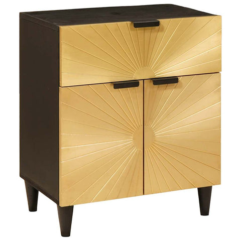 vidaXL Bedside Table Black and Gold 50 x 33 x 60 cm Solid mango wood
