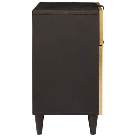 vidaXL Bedside Table Black and Gold 50 x 33 x 60 cm Solid mango wood