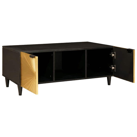 vidaXL Coffee Table Black and Gold 100 x 54 x 40 cm Solid mango wood