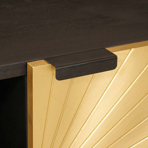 vidaXL TV Cabinet Black and Gold 105 x 33 x 46 cm Solid mango wood